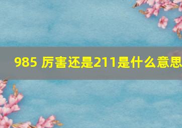 985 厉害还是211是什么意思